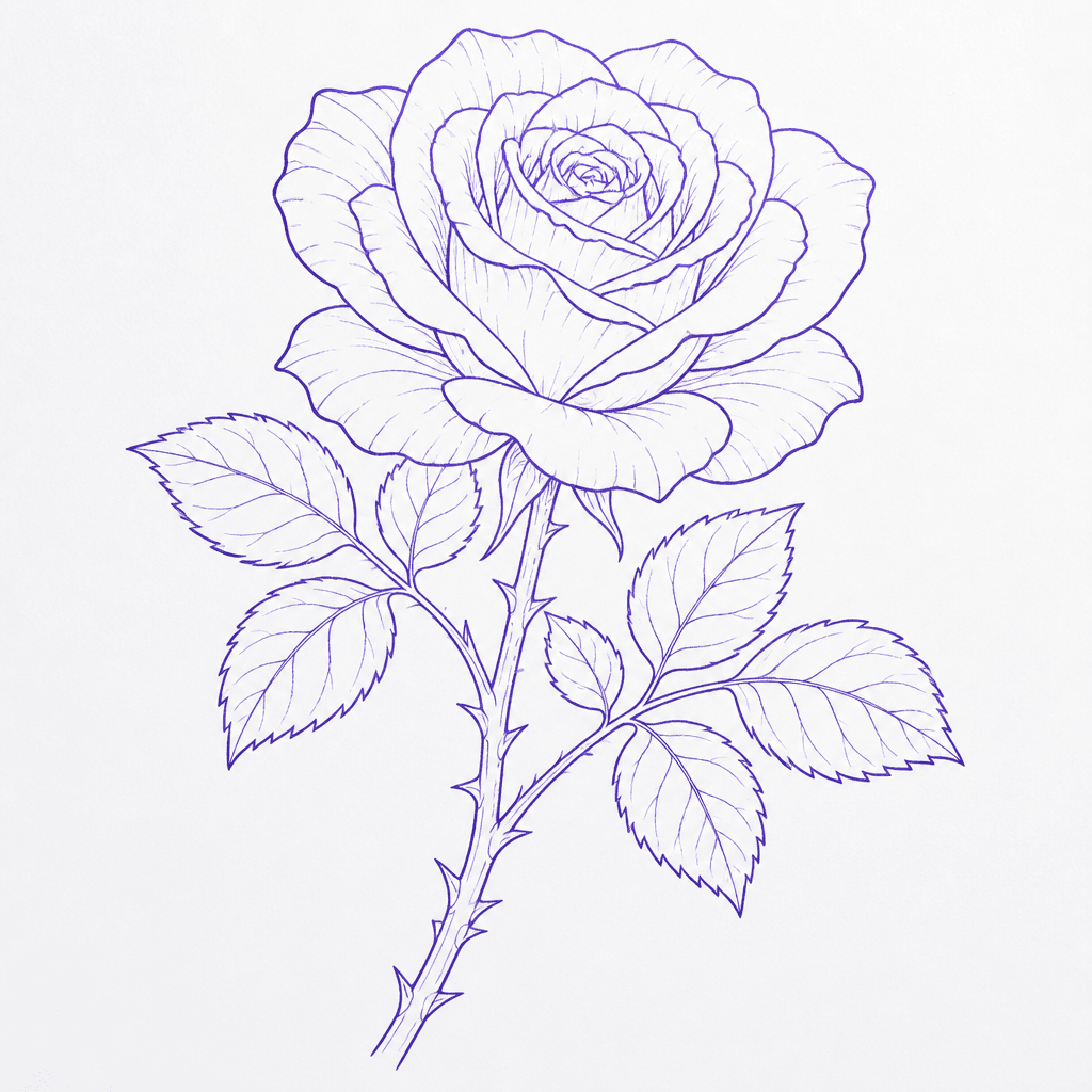 Rose stencil linework ready to print